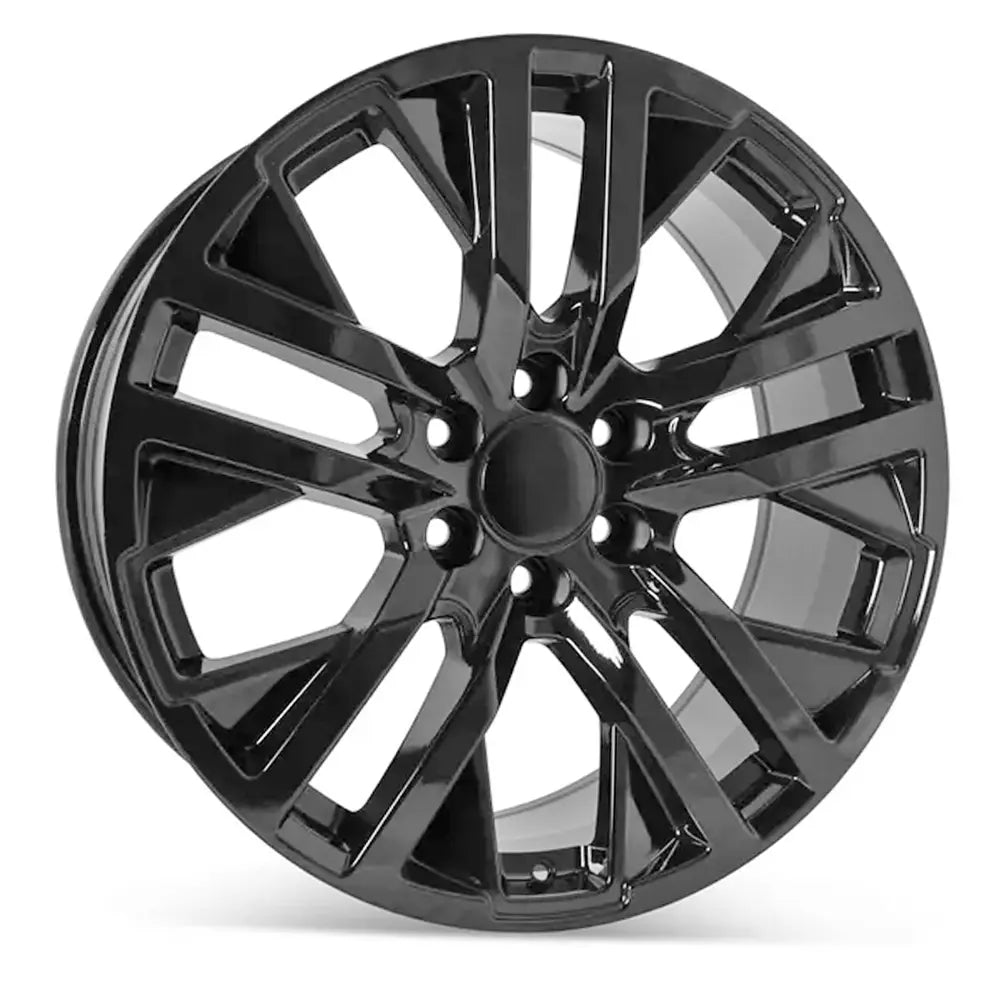 Angle view of the 22x9" GM Trucks wheel replacement 2015-2022 Black replica rim ALY05903U45N, 84570333