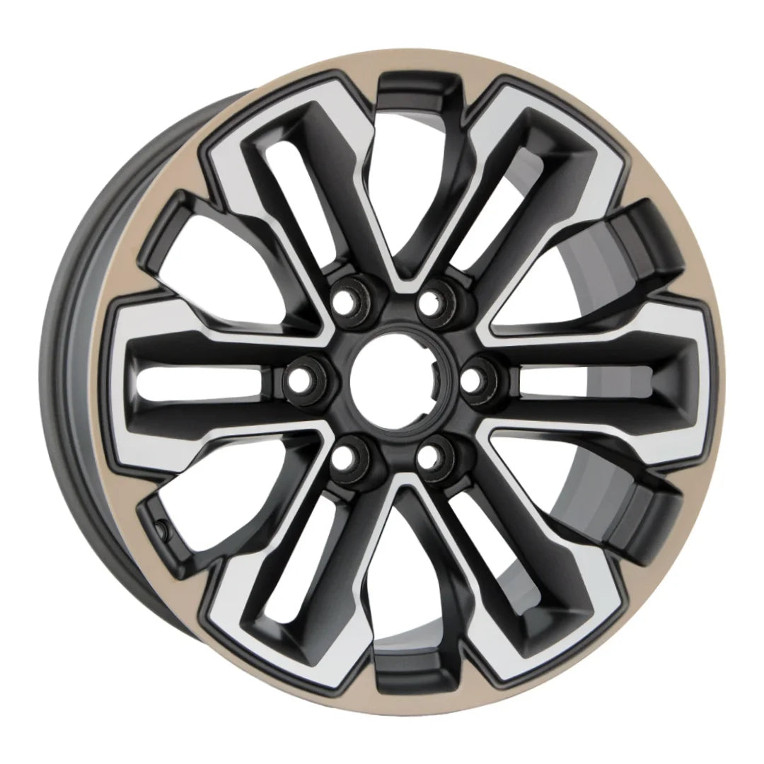 Angle view of the 18 GMC Sierra 1500 wheel replacement 2019-2020 machined charcoal replica rim ALY05905U30N