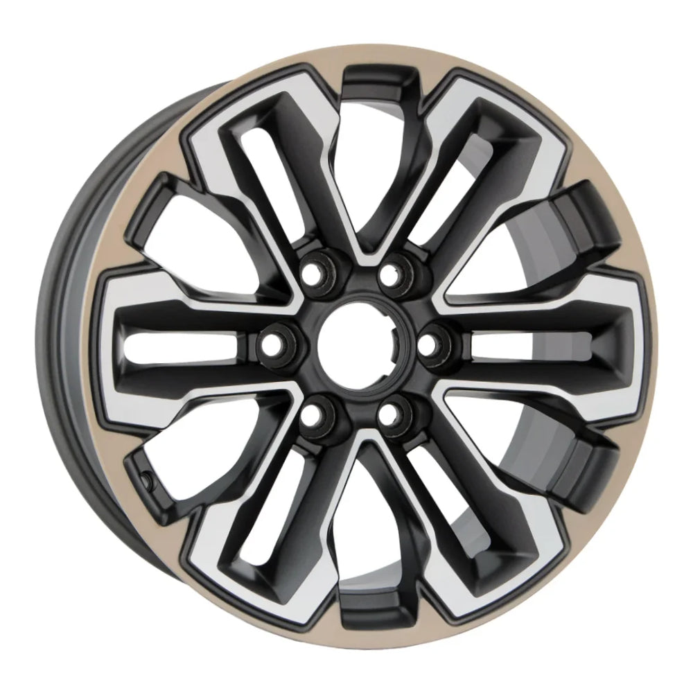 Angle view of the 18 GMC Sierra 1500 wheel replacement 2019-2020 machined charcoal replica rim ALY05905U30N