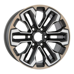 Angle view of the 18 GMC Sierra 1500 wheel replacement 2019-2020 machined charcoal replica rim ALY05905U30N