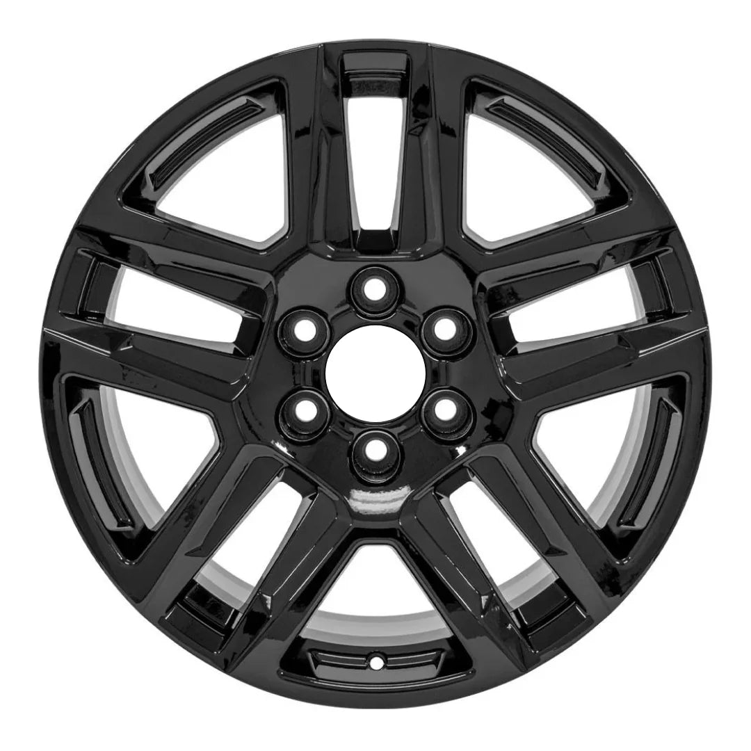 Front view of the black 20" 2019-2023 Chevy Silverado wheel replacement 5913 replica rim 23376225