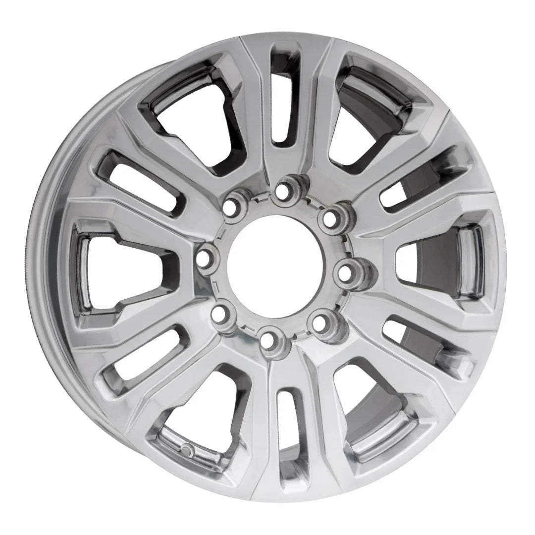 Angle view of the 20" 2020-2023 Chevy Silverado 2500, 3500 wheel replacement 5957. Replica rim 84604600
