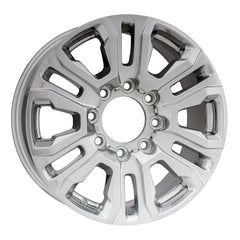Angle view of the 20" 2020-2023 Chevy Silverado 2500, 3500 wheel replacement 5957. Replica rim 84604600