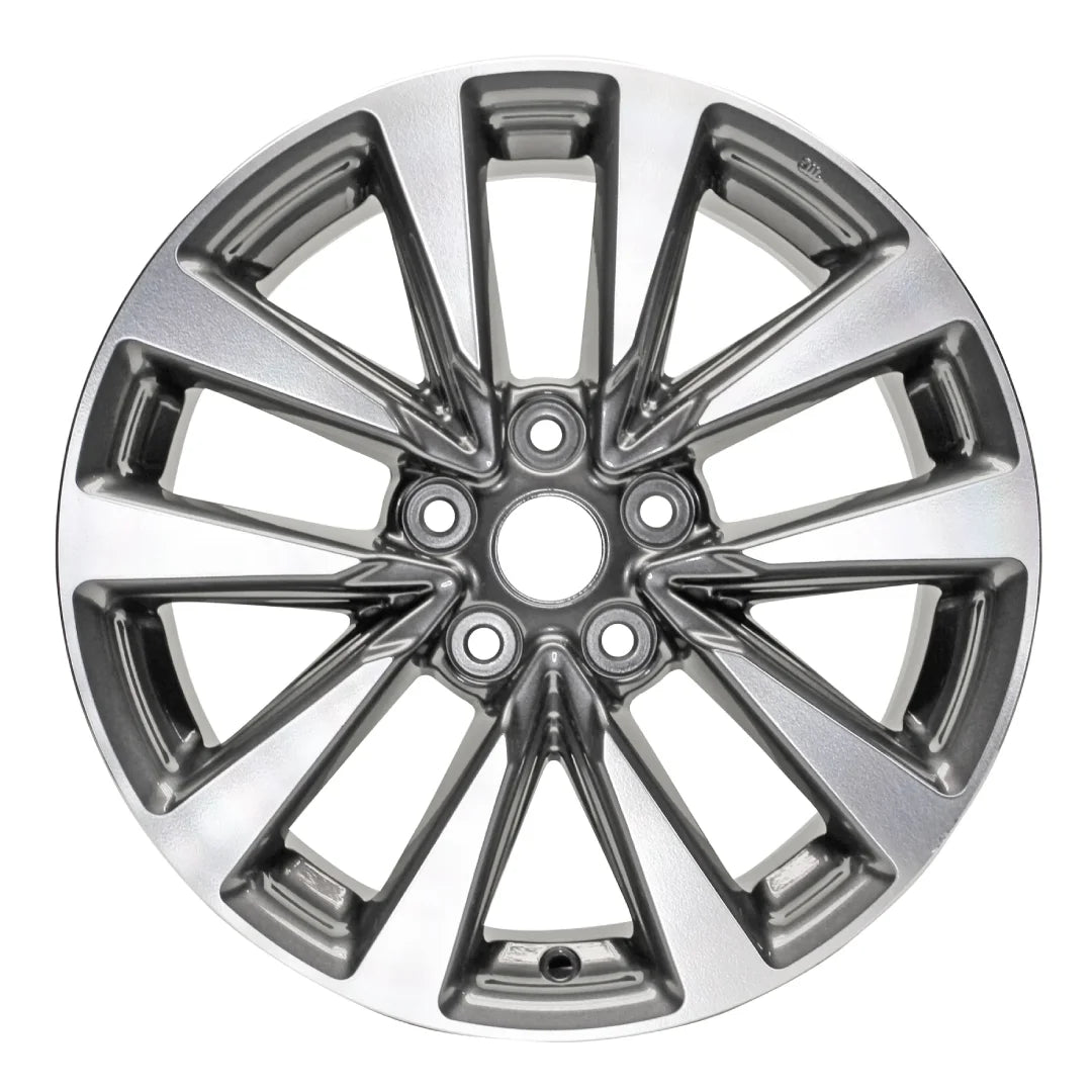 Front view of the 17" 2016-2018 Nissan Altima wheel replacement ALY62719U30N Charcoal replica rim 403009hp1a