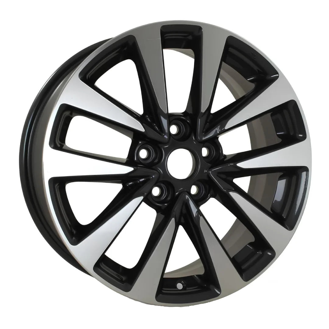 Angle view of the 17" 2016-2018 Nissan Altima wheel replacement ALY62719U45N Black replica rim 403004af2a