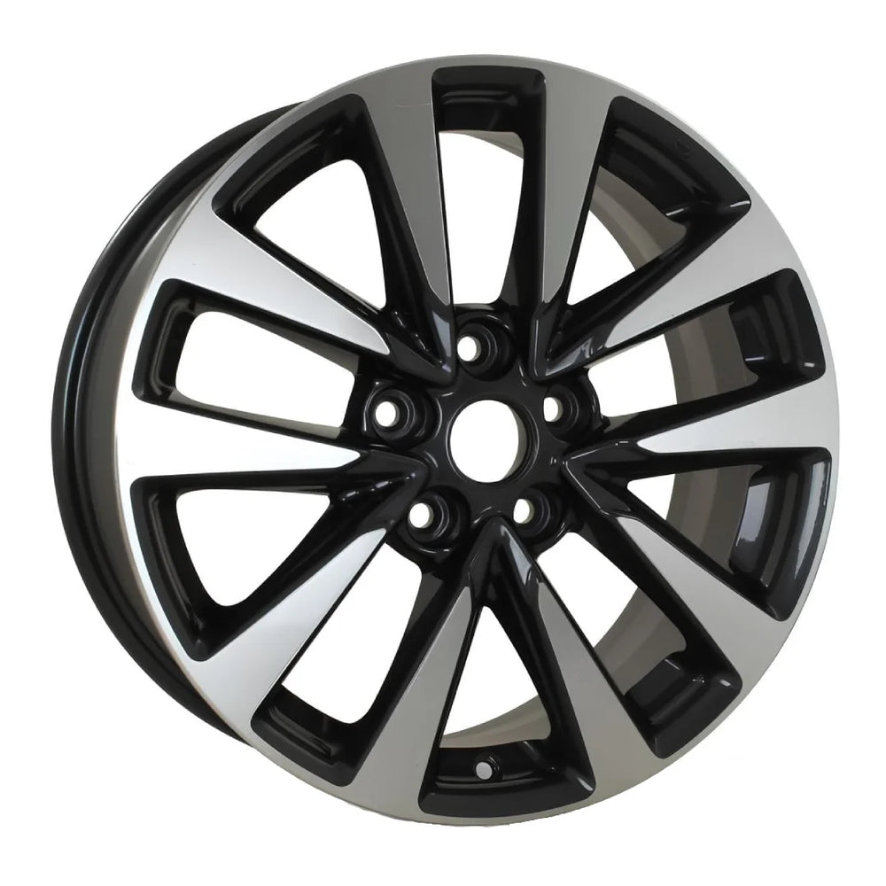 Angle view of the 17" 2016-2018 Nissan Altima wheel replacement ALY62719U45N Black replica rim 403004af2a