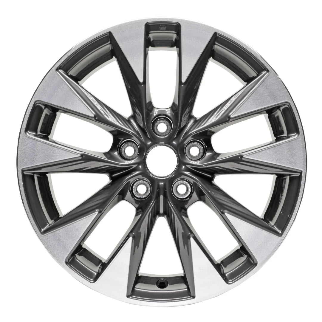 Front view of the 17" 2015-2020 Nissan Sentra wheel replacement ALY62730U35N Charcoal replica rim 403004fu3a