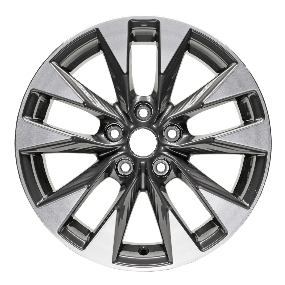 Front view of the 17" 2015-2020 Nissan Sentra wheel replacement ALY62730U35N Charcoal replica rim 403004fu3a