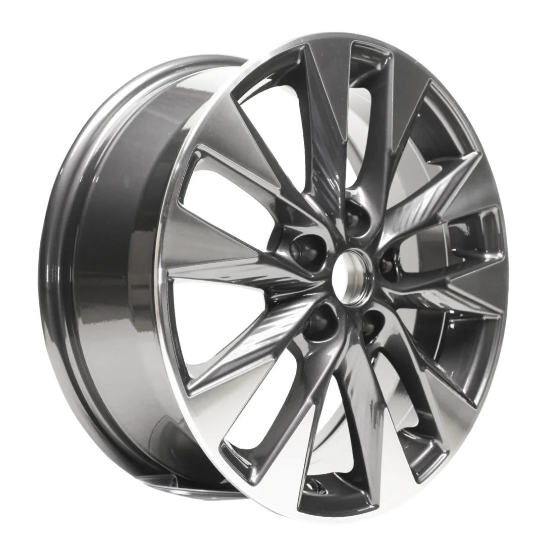 Angle view of the 17" 2015-2020 Nissan Sentra wheel replacement ALY62730U35N Charcoal replica rim 403004fu3a