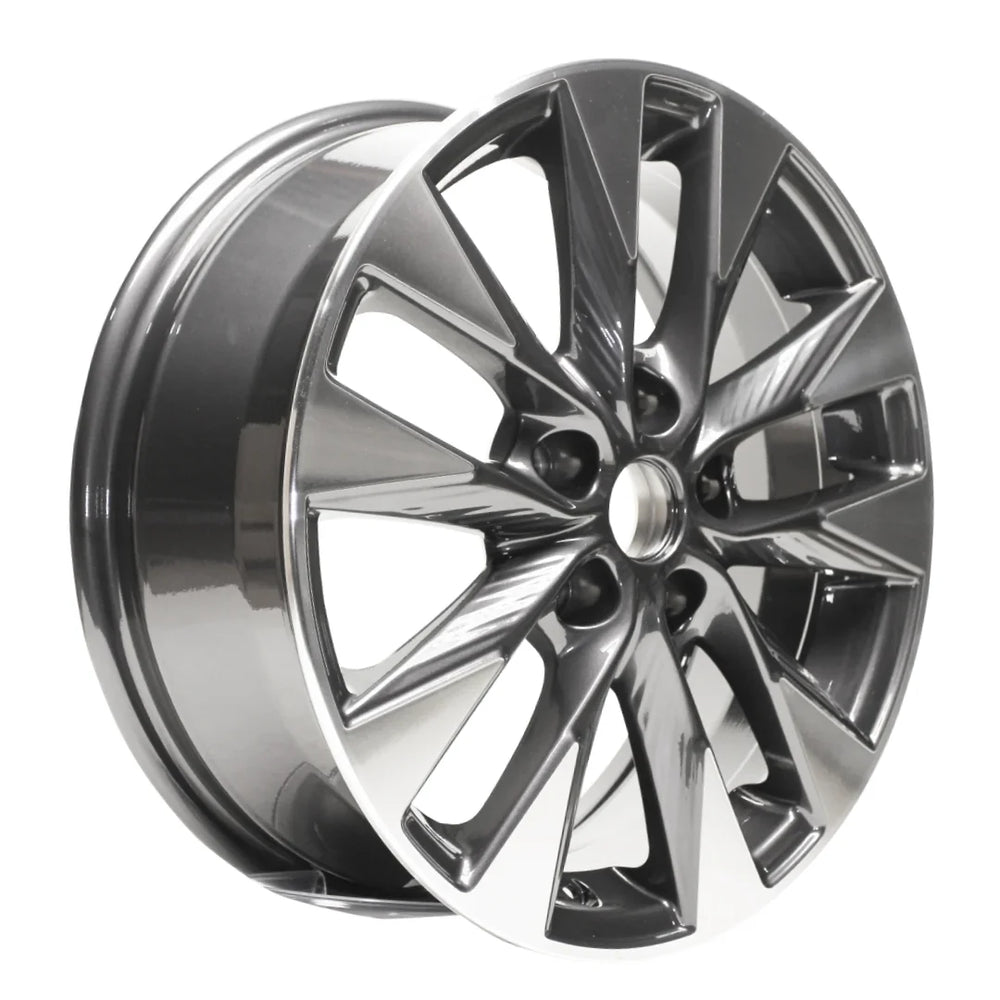 Angle view of the 17" 2015-2020 Nissan Sentra wheel replacement ALY62730U35N Charcoal replica rim 403004fu3a
