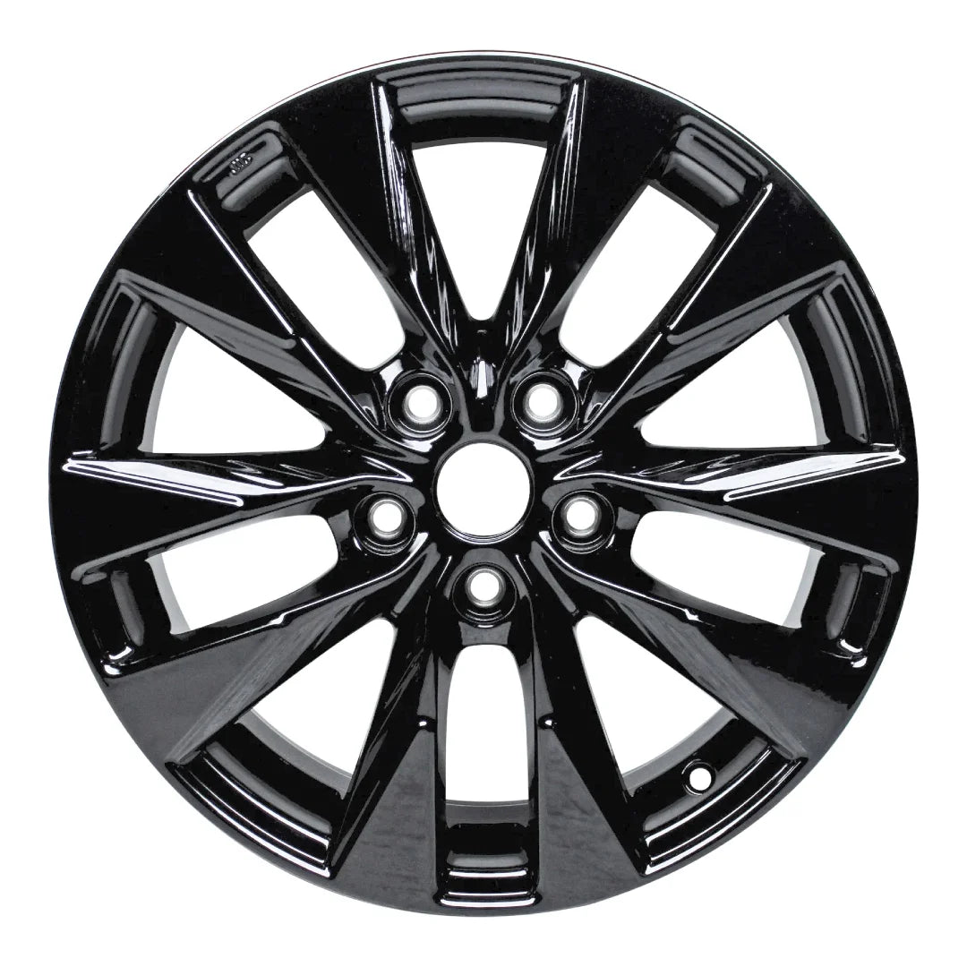 Front view of the 17" 2015-2020 Nissan Sentra wheel replacement ALY62730U45N Black replica rim 403004fr9d