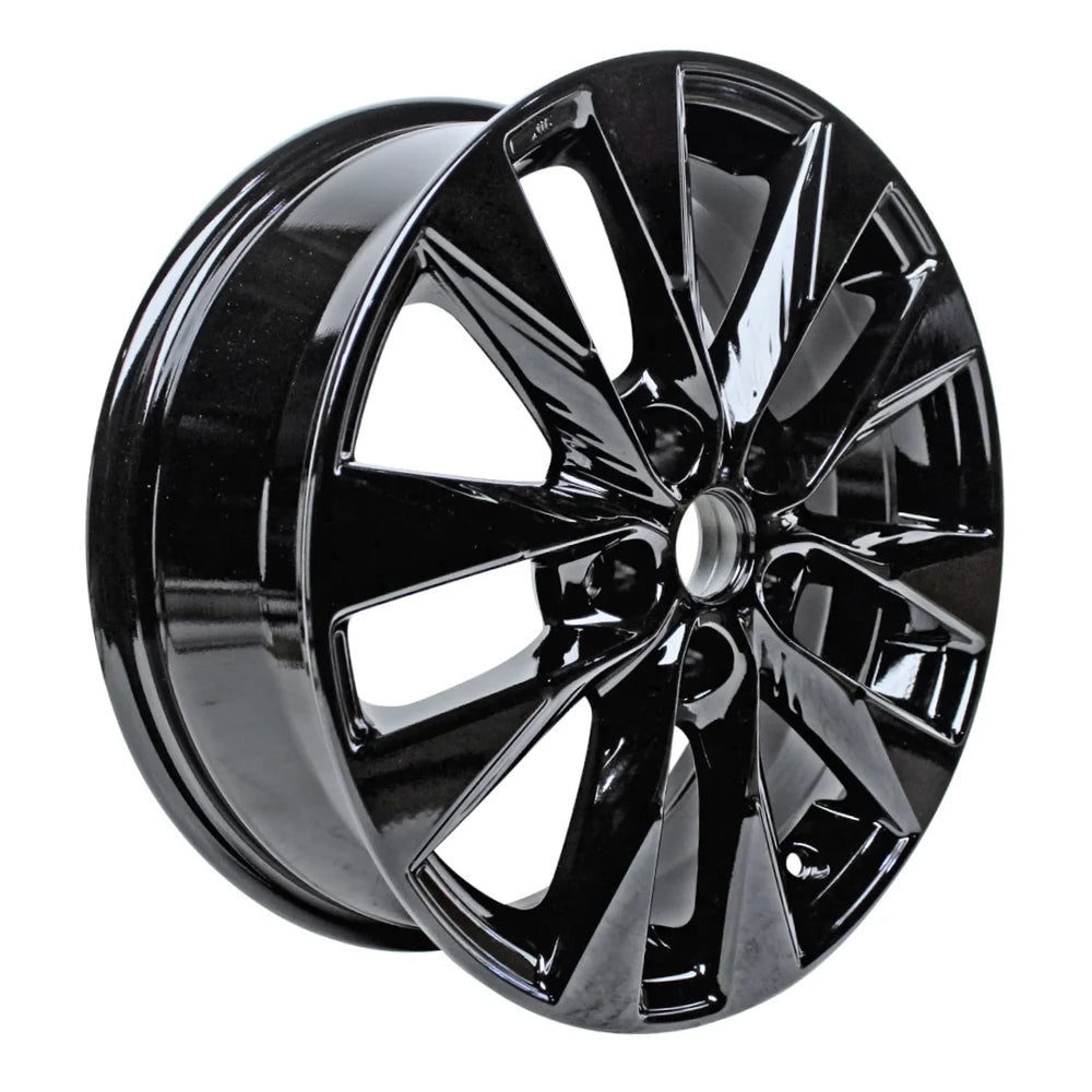 Angle view of the 17" 2015-2020 Nissan Sentra wheel replacement ALY62730U45N Black replica rim 403004fr9d