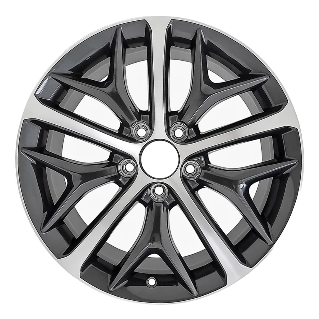 18-inch Honda Civic OEM wheel ALY63163U30. Charcoal rim front view.