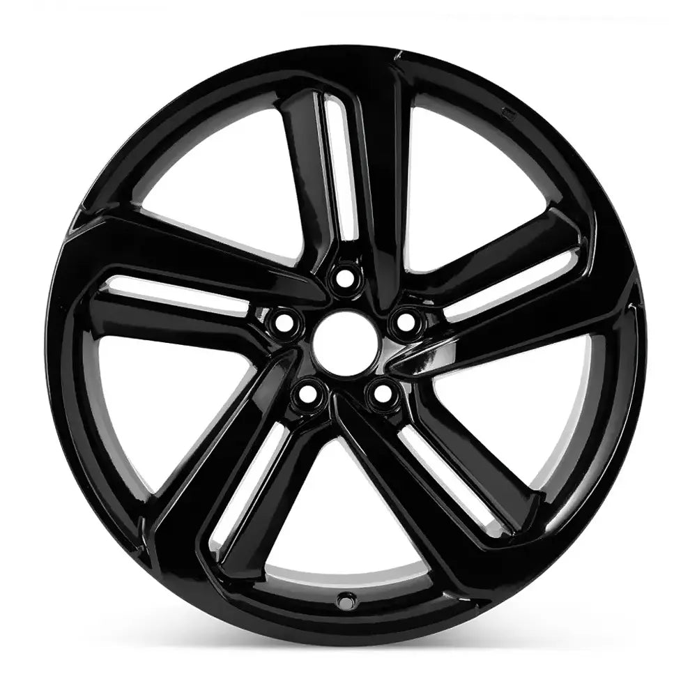 Front view of the 19x8.5" Honda Accord Sport wheel replacement 2018-2022 Gloss Black replica rim ALY64127U46N part 42700TVAA94