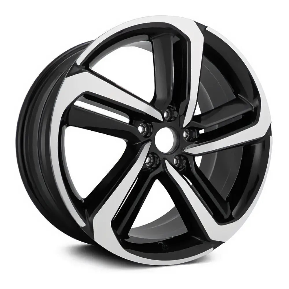 Angle view of the 19x8.5" Honda Accord Sport wheel replacement 2018-2022 Machined Black replica rim ALY64127U45N part 42700TVAA94