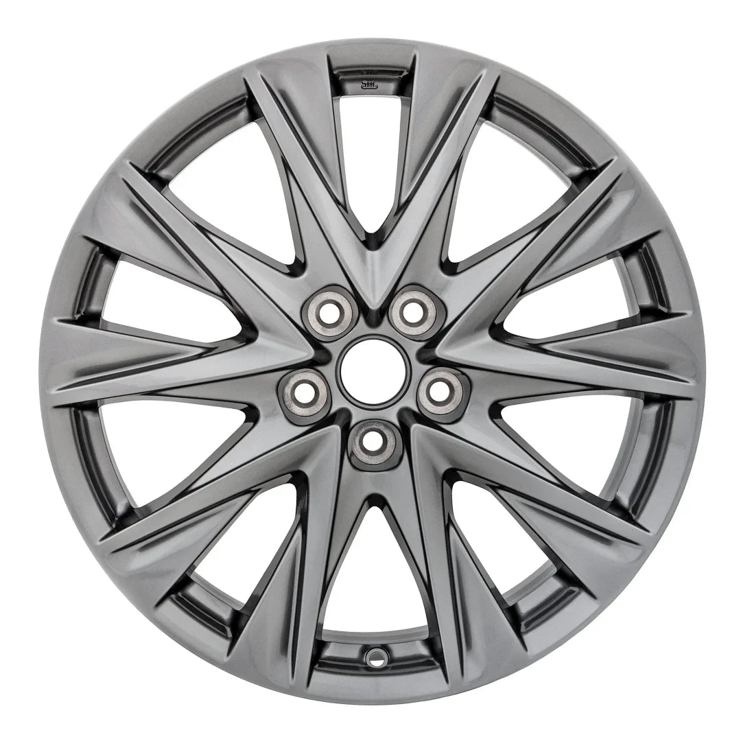 Front view of the 19" 2019-2021 Mazda CX5 wheel replacement ALY64249U35N Charcoal replica rim 9965497090