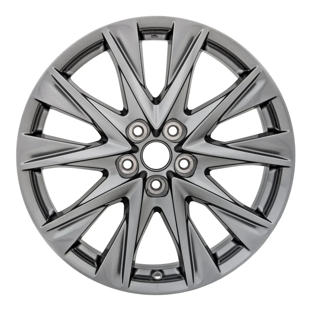 Front view of the 19" 2019-2021 Mazda CX5 wheel replacement ALY64249U35N Charcoal replica rim 9965497090