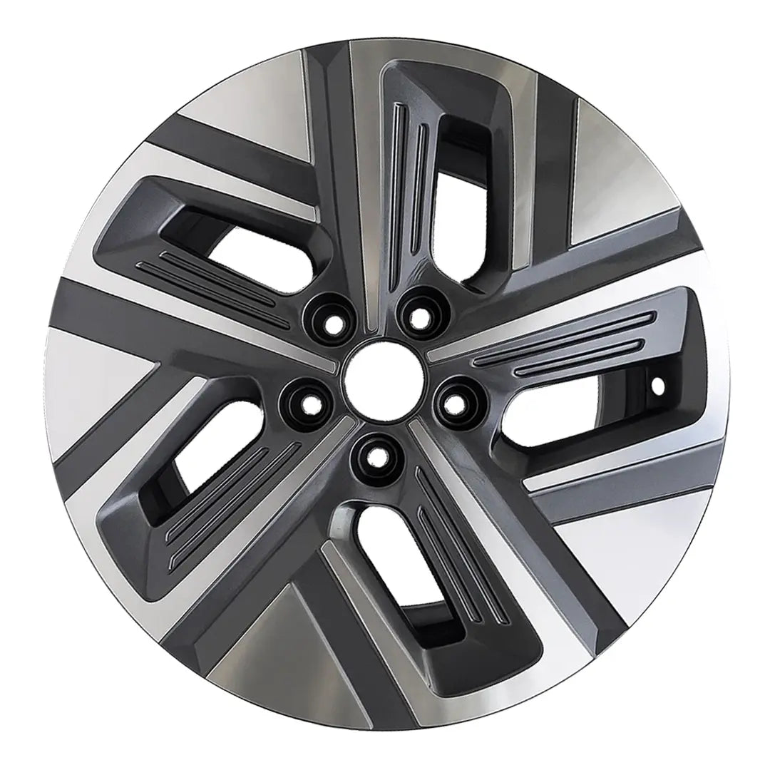 17-inch Hyundai Kona OEM wheel ALY70645U30. Charcoal rim front view.