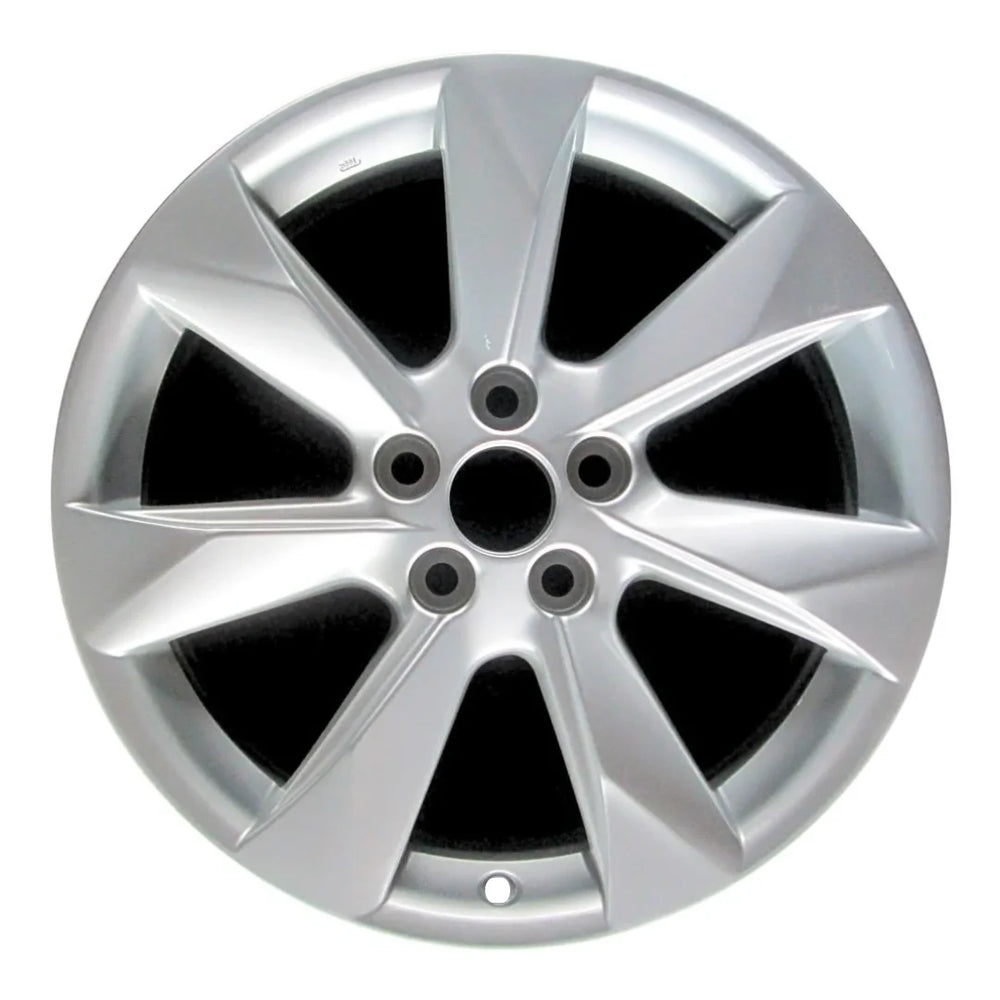 Front view of an 18-inch Lexus RX350 & RX450H OEM wheel. Light Silver rim part# 426110E240 on white background