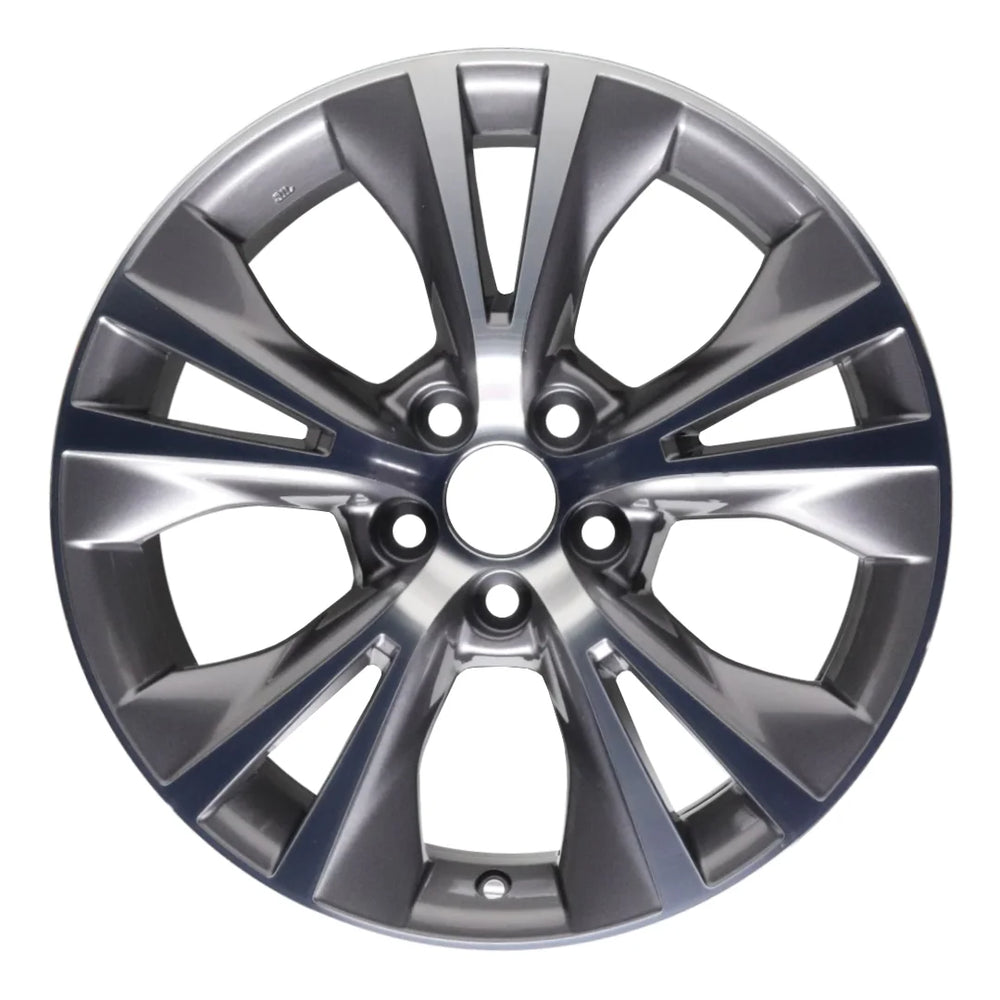 Front view of the 18x7.5 Machined Gray 2014-2019 Toyota Highlander replica rim ALY75162U35N. Wheel replacement part 426110E440