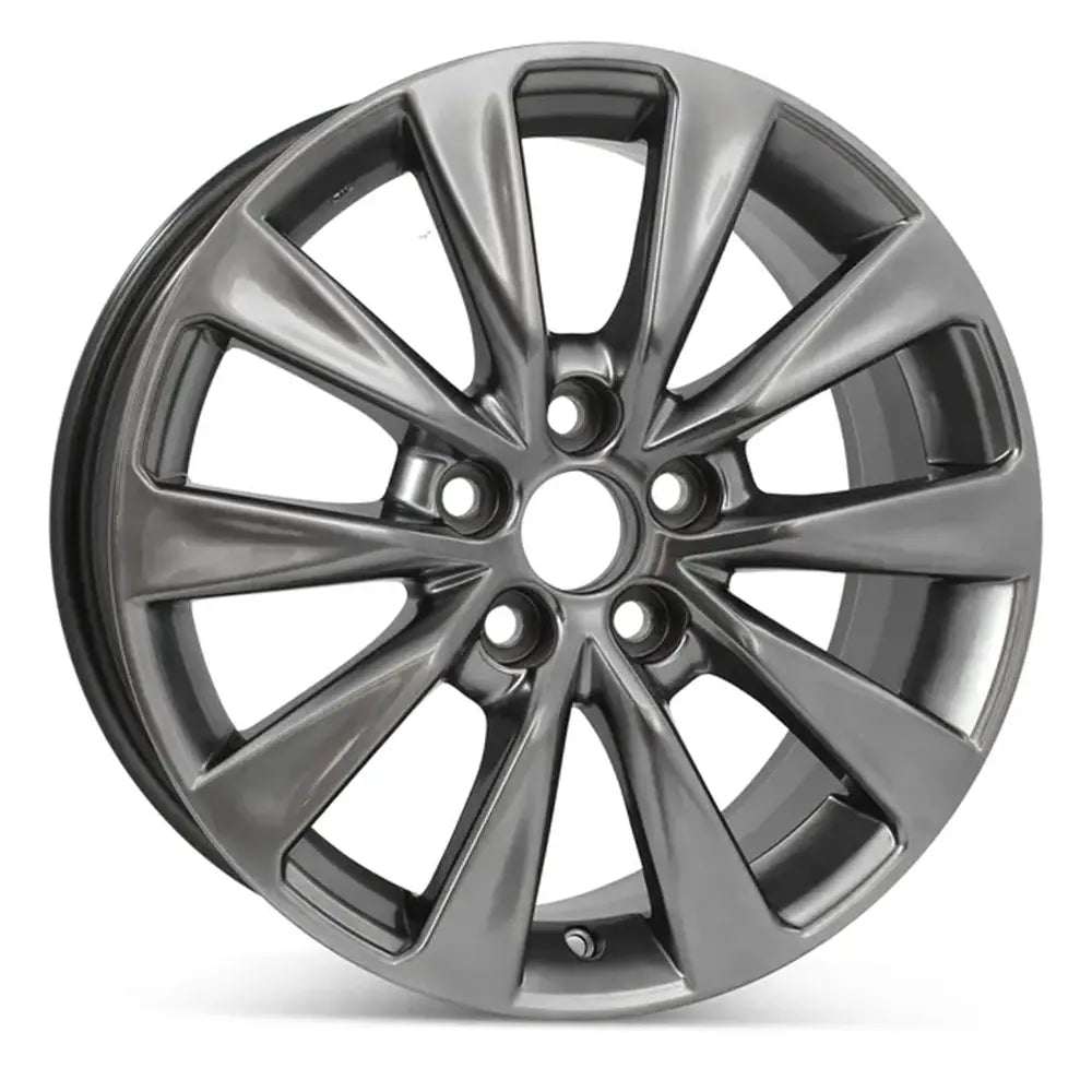 Angle view of the 17x7" hypersilver Toyota Camry wheel replacement 2015-2017 replica rim ALY75170U77N, 4261A06040, 4261A06050