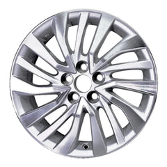 Front view of the 16x6.5 Machined Silver 2017-2020 Toyota Corolla replica rim ALY75207U10N. Wheel replacement part 4261102N00