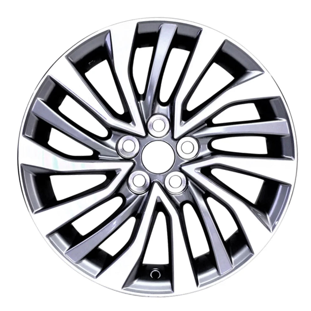 Front view of the 16x6.5 Machined Charcoal 2017-2020 Toyota Corolla replica rim ALY75207U35N. Wheel replacement part 4261102M90