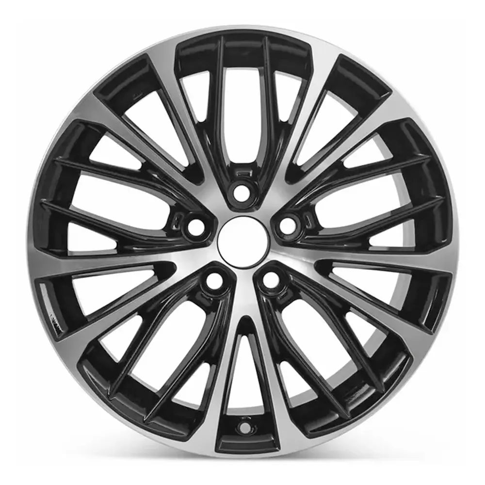 Front view of an 18" Toyota Camry wheel replacement 2018-2021 Machined Black replica rim ALY75221U45N 426110E470