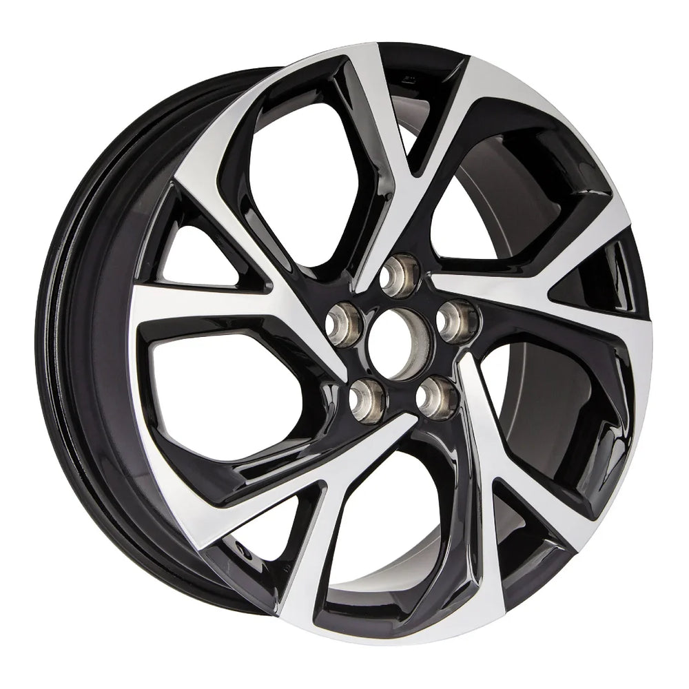 Angle view of the 18x7 Machined Black 2018-2022 Toyota C-HR replica rim ALY75224U45N. Wheel replacement part 42611F4040