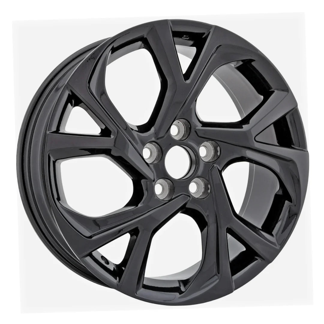 Angle view of the 18x7 Black 2021-2022 Toyota C-HR replica rim ALY75224U46N. Wheel replacement part 4261110360