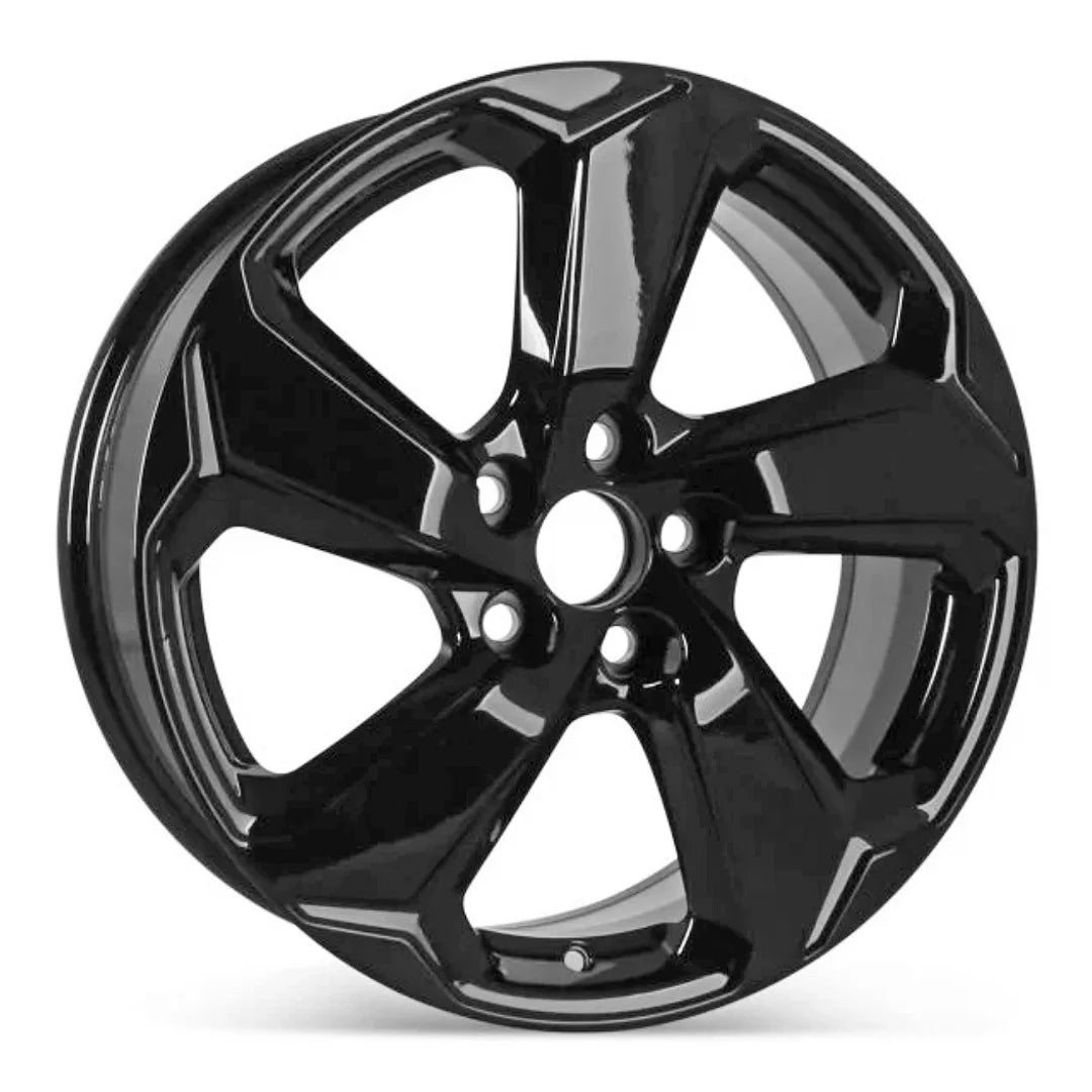 Angle view of the 18x7 Black 2019-2021 Toyota Rav4 replica rim ALY75242U45N. Wheel replacement part 4261A0R060
