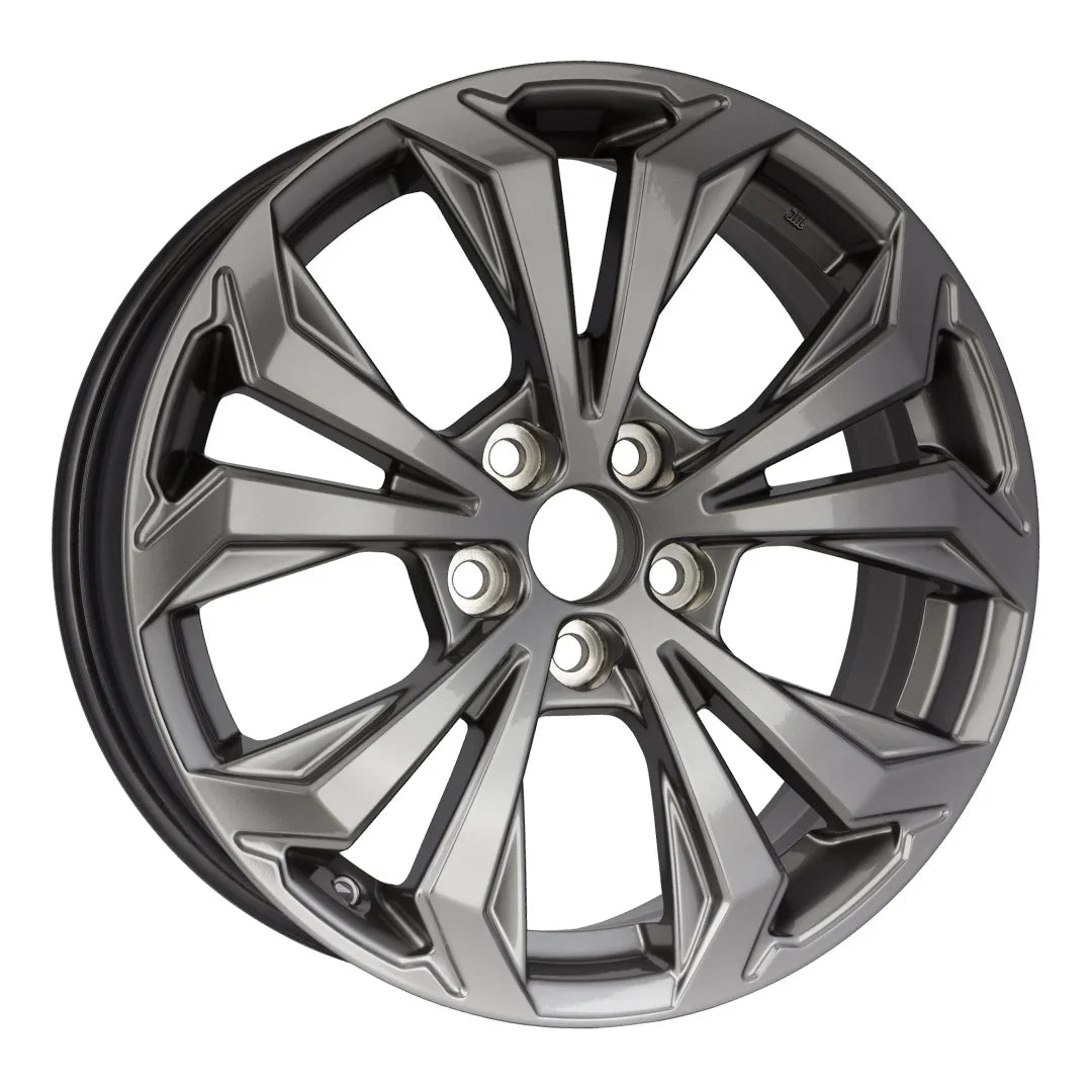 Angle view of the 18x7 Gray 2022-2023 Toyota Rav4 replica rim ALY75279U35N. Wheel replacement part 4261A0R150