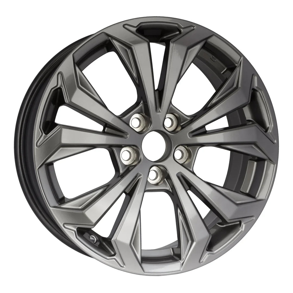 Angle view of the 18x7 Gray 2022-2023 Toyota Rav4 replica rim ALY75279U35N. Wheel replacement part 4261A0R150