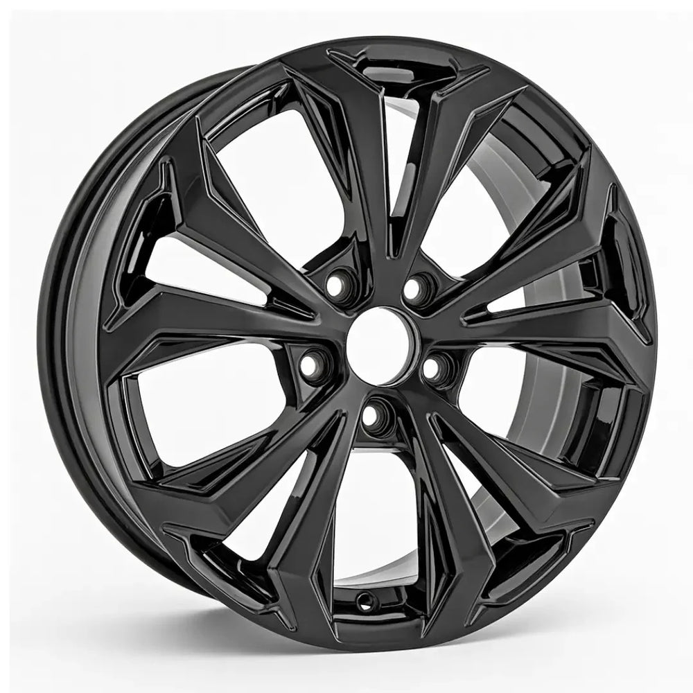 Angle view of the 18x7 Black 2022-2023 Toyota Rav4 replica rim ALY75279U45N. Wheel replacement part 4261a0r160