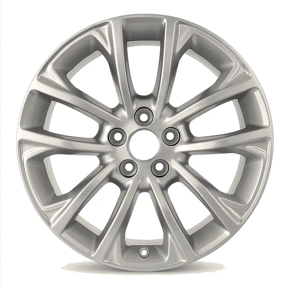 17-inch Jeep Cherokee OEM wheel ALY09201U20. Medium Silver rim front view on a white background