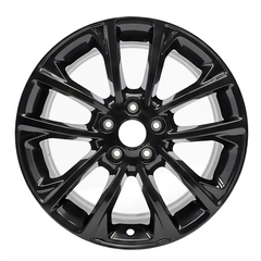 17-inch Jeep Cherokee OEM wheel ALY09201U45. Black rim front view.