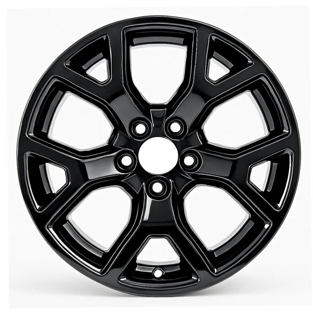 20-inch Jeep Wagoneer OEM wheel ALY09296U45. Black rim front view.