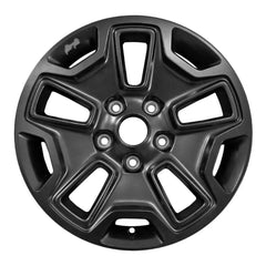 Front view of a ALY09118U46 Matte Black Jeep Wrangler OEM Wheel 2013-2018 alloy rims 1XA50RXFAA