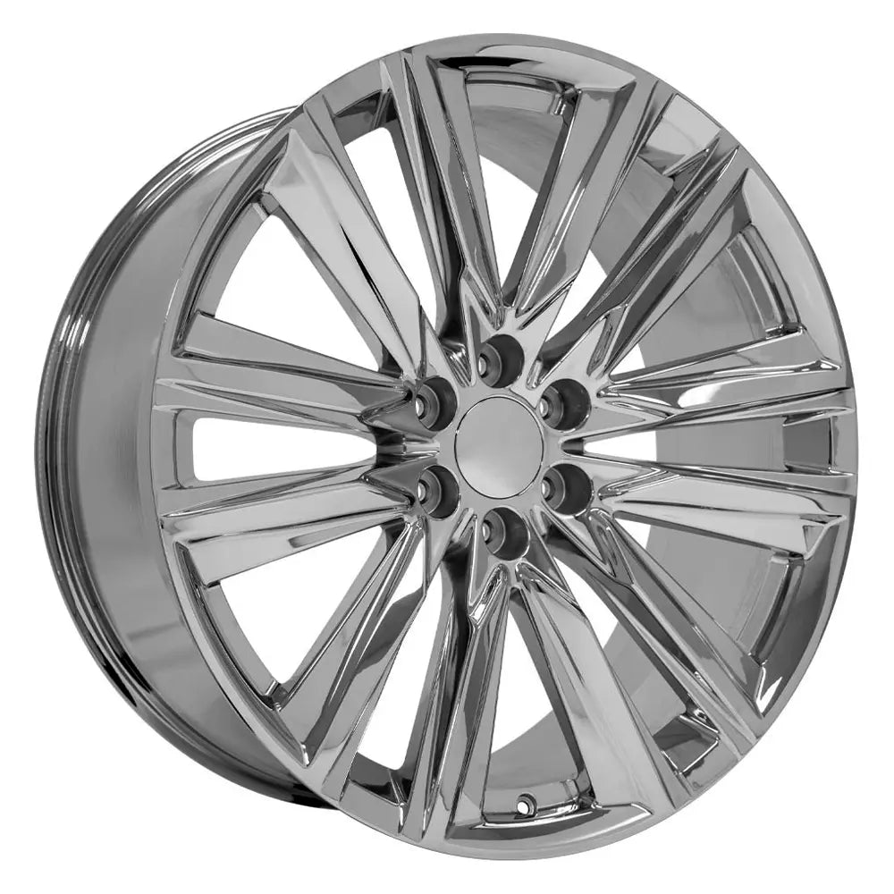 Angle view of a 24x10 replacement Chrome wheel for GMC Trucks replica rim 9511137