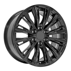 Angle view of a 20x9 Gloss Black wheel replacement for Chevy Truck replica rim 9511015