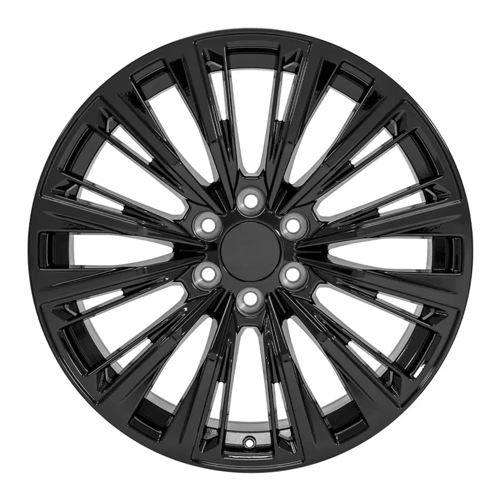 Front view of a 22x9 Satin Black wheel for Chevy Trucks replica rim replacement  9511018