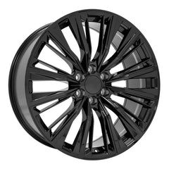 Front view of a 24x10 Gloss Black wheel replacement for Cadillac Escalade replica rim 9511021