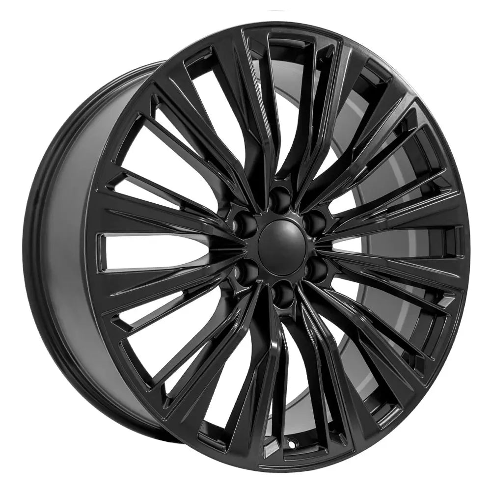 Front view of a 24x10 Satin Black wheel replacement for Cadillac Escalade replica rim 9511022