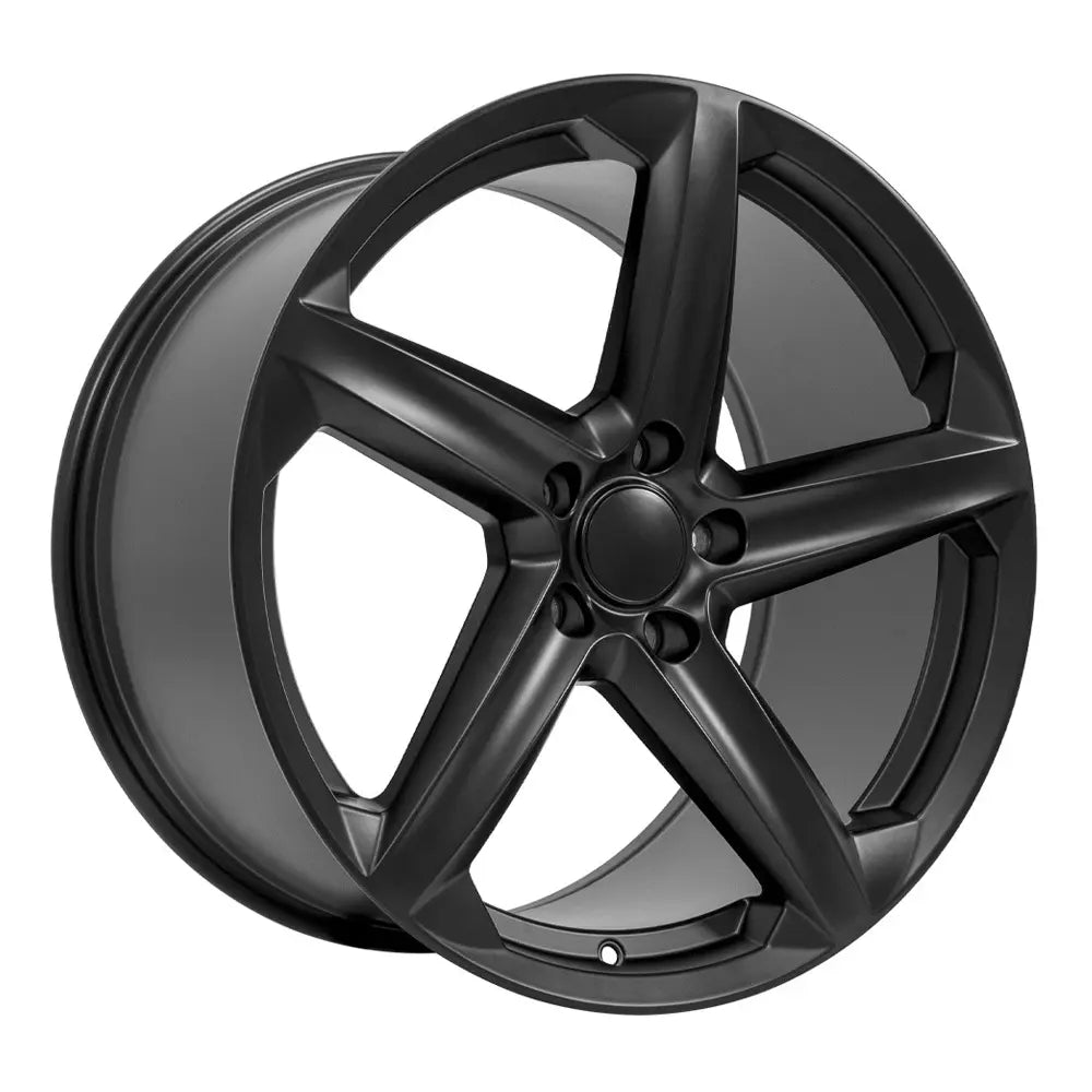 Angle view of a 20x11 Black wheel replacement for Chevy Corvette replica rim 9511110