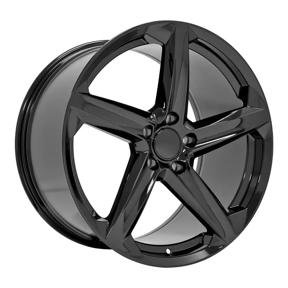 Side view of a 20x11 Gloss Black wheel replacement for Chevy Corvette replica rim 9511109