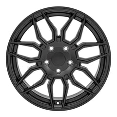 Front view of an 18x8.5 Satin Black wheel replacement for Chevy Corvette replica rim 9511112