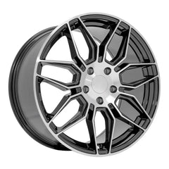 Angle view of a 19x10 Machined Gunmetal wheel replacement for Chevy Corvette replica rim 9511116