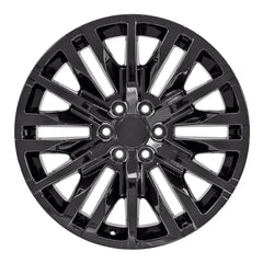 Front view of a 22x9 Black wheel replacement for Cadillac Escalade replica rim 9511413