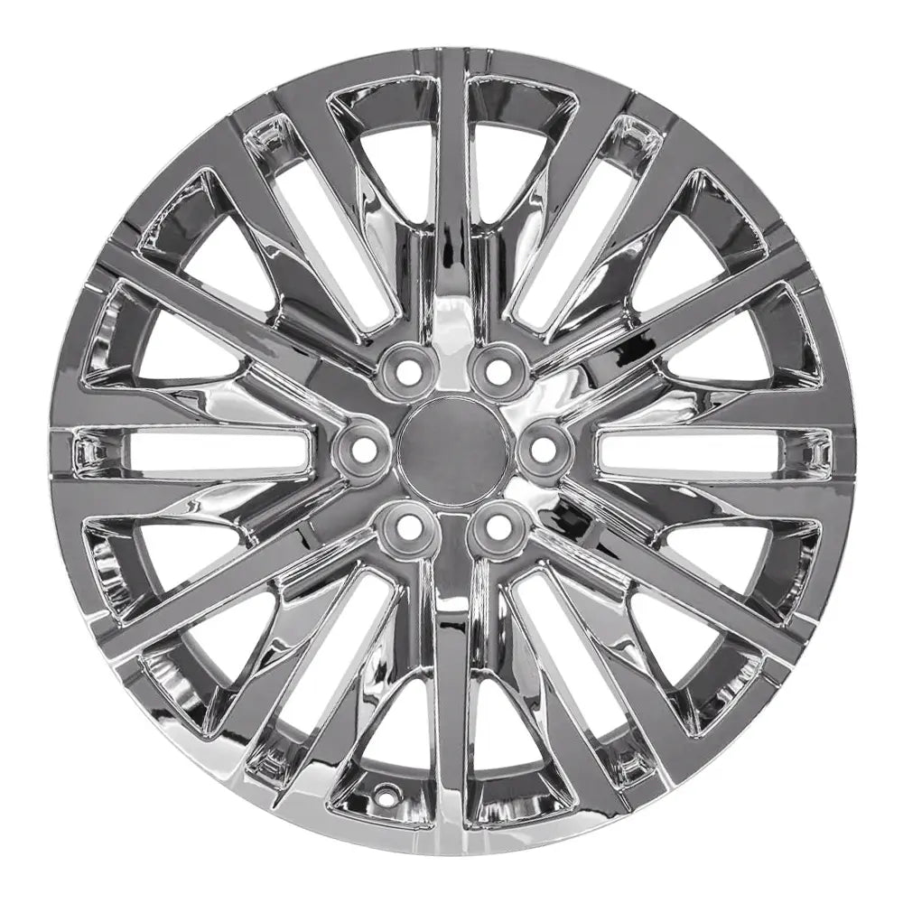 Front view of a 22x9 Chrome wheel replacement for Cadillac Escalade replica rim 9511414