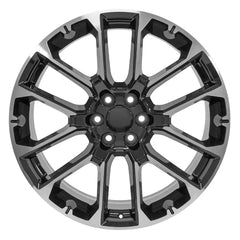 Front view of a 24x10 Machined Black wheel replacement for Chevy Truck replica rim 9510992